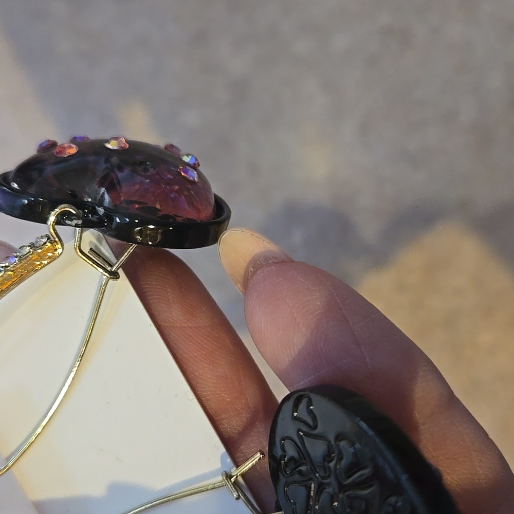 Betsey Johnson Glitter Heart Dangle Earrings - Picture 7 of 8